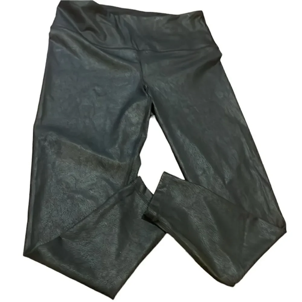 90 Degrees by Reflex NWT LUX CRACKED FAUX LEATHER HIGH WAIST LEGGING Black XL